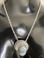 Collier et pendenf vintage argent 800 avec agate dendritique