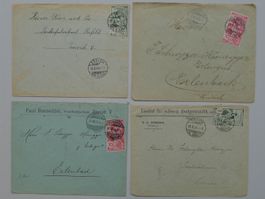1900, 4 saubere UPU-Frankaturen, Belege, preiswert !