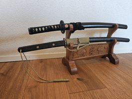 Schwert Set mit Ständer, Deko Katana, Samurai Schwerter
