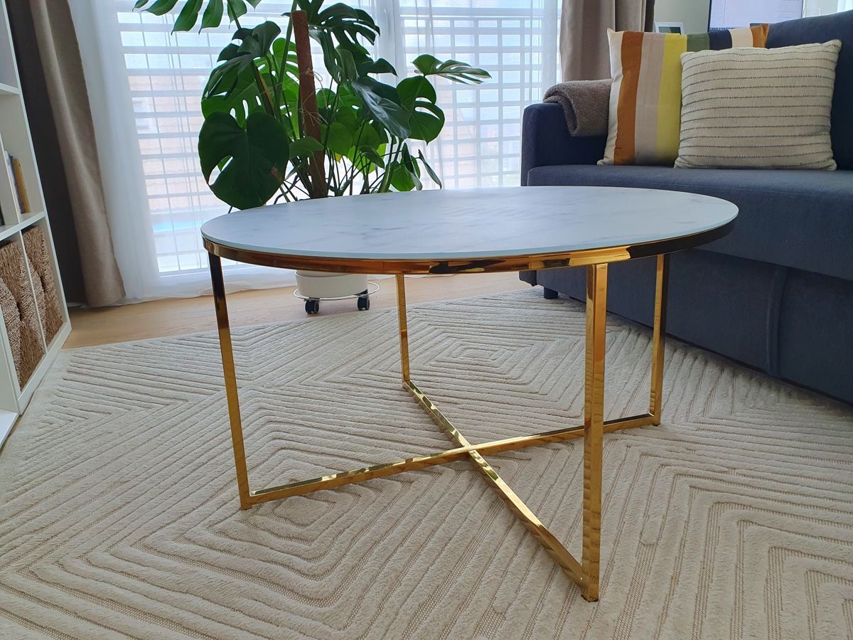 Tische: Round Coffee Table Marble Effect Gold Base Used – Gebraucht aus Zürich von ralm 1