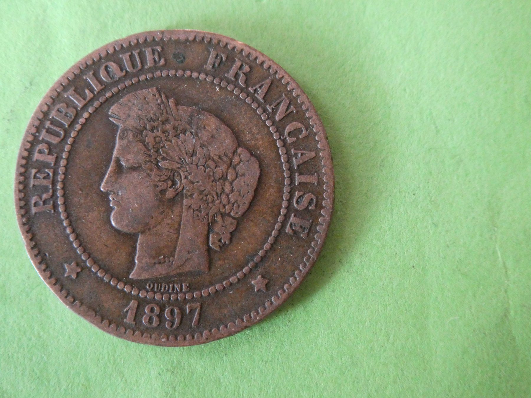 Alle Münzen: Frankreich 1897, 5 Centimes – Gebraucht aus Hinterforst von Rohusri
