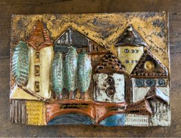 Vintage Keramik Wandrelief 29x21cm – 60er/70er