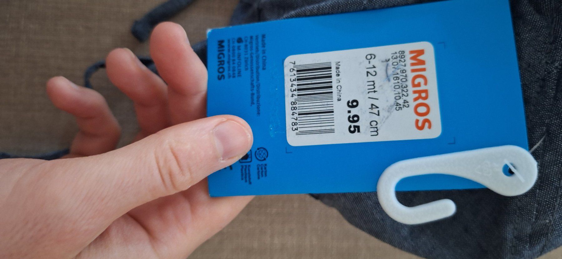 Migros Berretti & Sciarpe: Kappe 6-12 Monate 47cm dunkelgrau neu – Nuovo e nell'imballaggio originale da Killwangen venduto da natszp 1