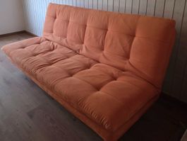 Schlafsofa Orange Stoff mit Metallfüssen guter Zustand