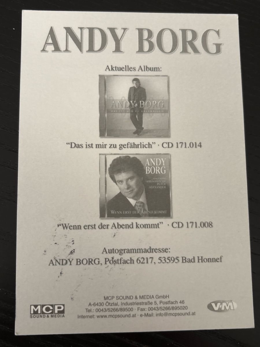 Autografi: Andy Borg Autogrammkarte signiert - Schlagerstar! – Usato da Uetendorf venduto da hoisle 1