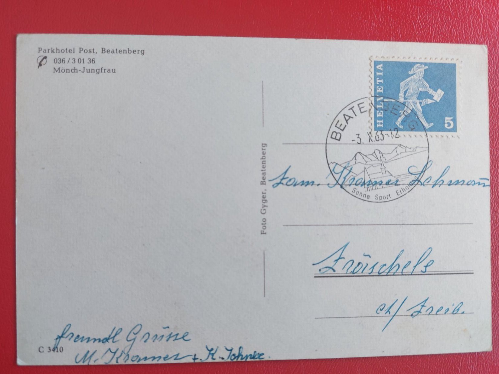 Cartoline postali: Parkhotel Post Beatenberg 1963 – Usato da St-Légier-Chiésaz venduto da Theo006 1