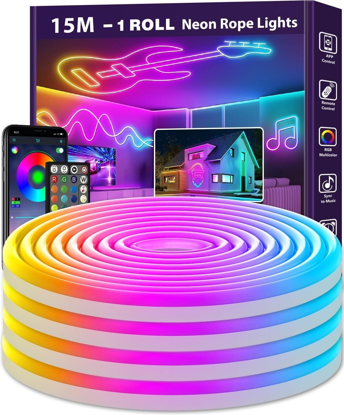 Ghirlande e barre luminose: 15m Neon LED Strip RGB – Nuovo e nell'imballaggio originale da Nuglar venduto da SmartLiving24 1