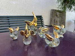 Vintage Bubbleglas Hasen & Elefanten - 6 Stk.