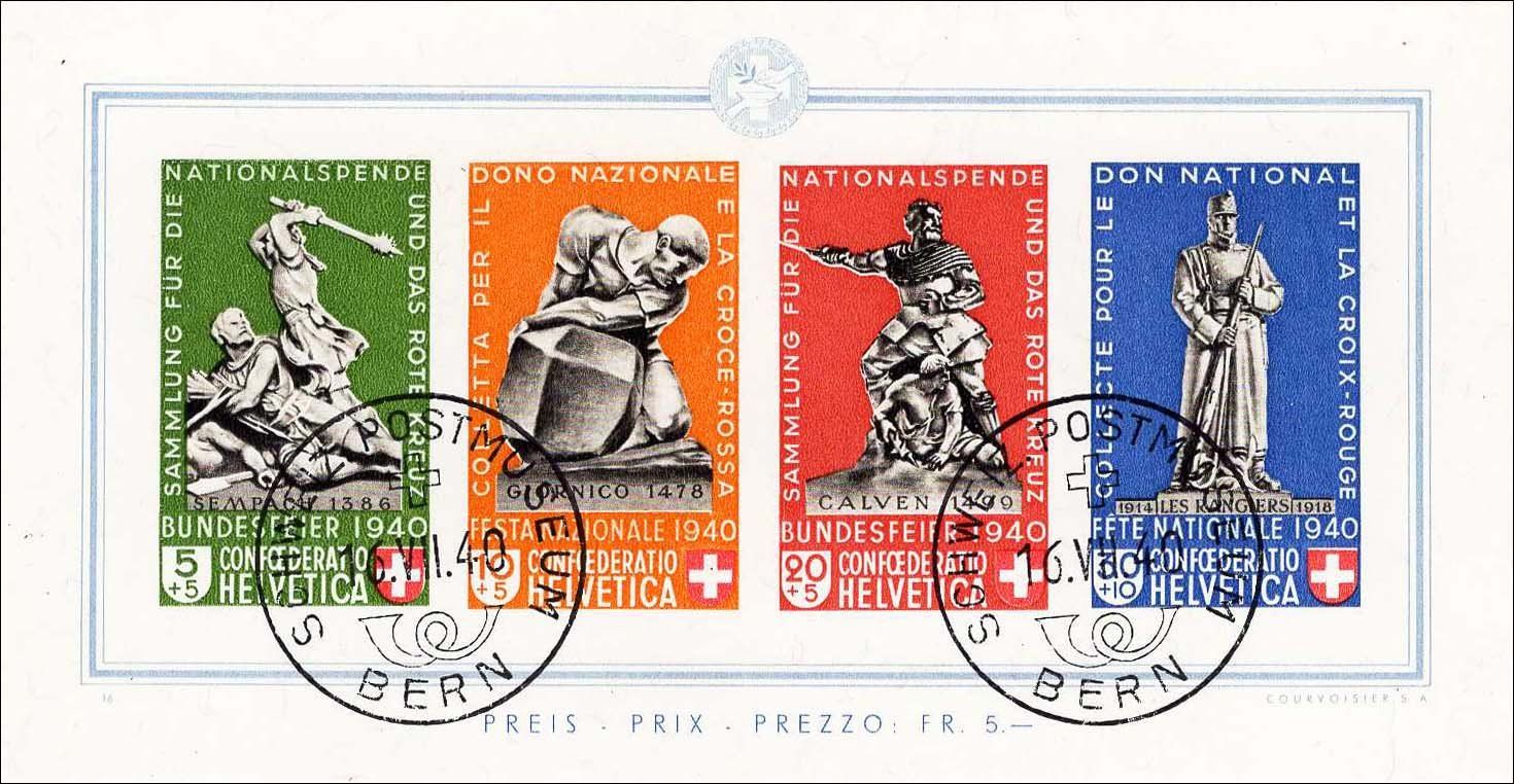 Alle Briefmarken: 1940 Bundesfeierblock B12 Ersttag-gestempelt – Gebraucht aus Heerbrugg von Swissphila