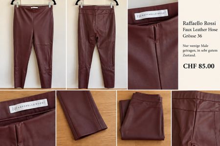 Raffaello Rossi Faux Leather Pants Bordeaux Size 36