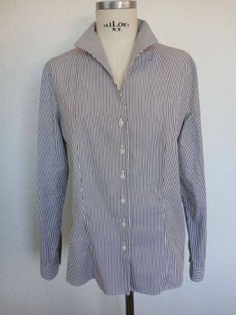 Van Laack Bluse Gestreift 100% Baumwolle Kelchkragen Gr.46