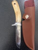 Moraknil Messer mit Lederscheide Hirschhorn Griff Stainless