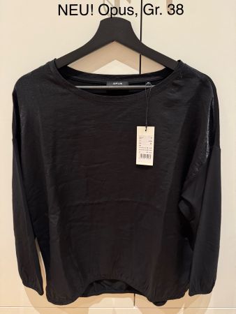 NEUES schwarzes glänzendes Langarmshirt Opus Gr. 38
