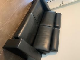 Ledersofa 2/3-Sitzer schwarz