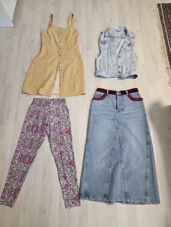 Damen-Kleiderpaket: Cordkleid, Jeansrock, Leggings! Gr. XS