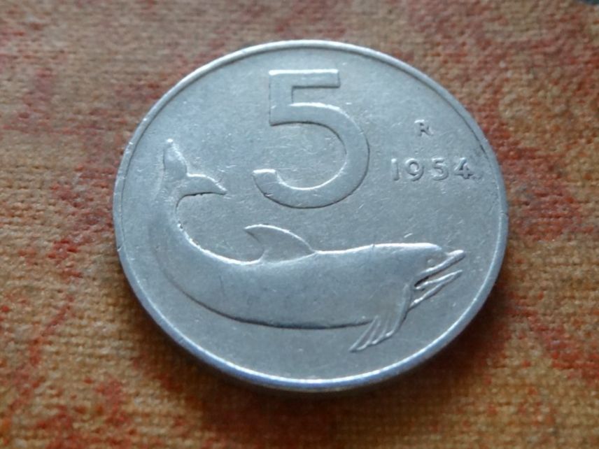 Tutti le monete: ITALIE  5  Lire  1954 – Usato da Romanel-sur-Lausanne venduto da Swift13
