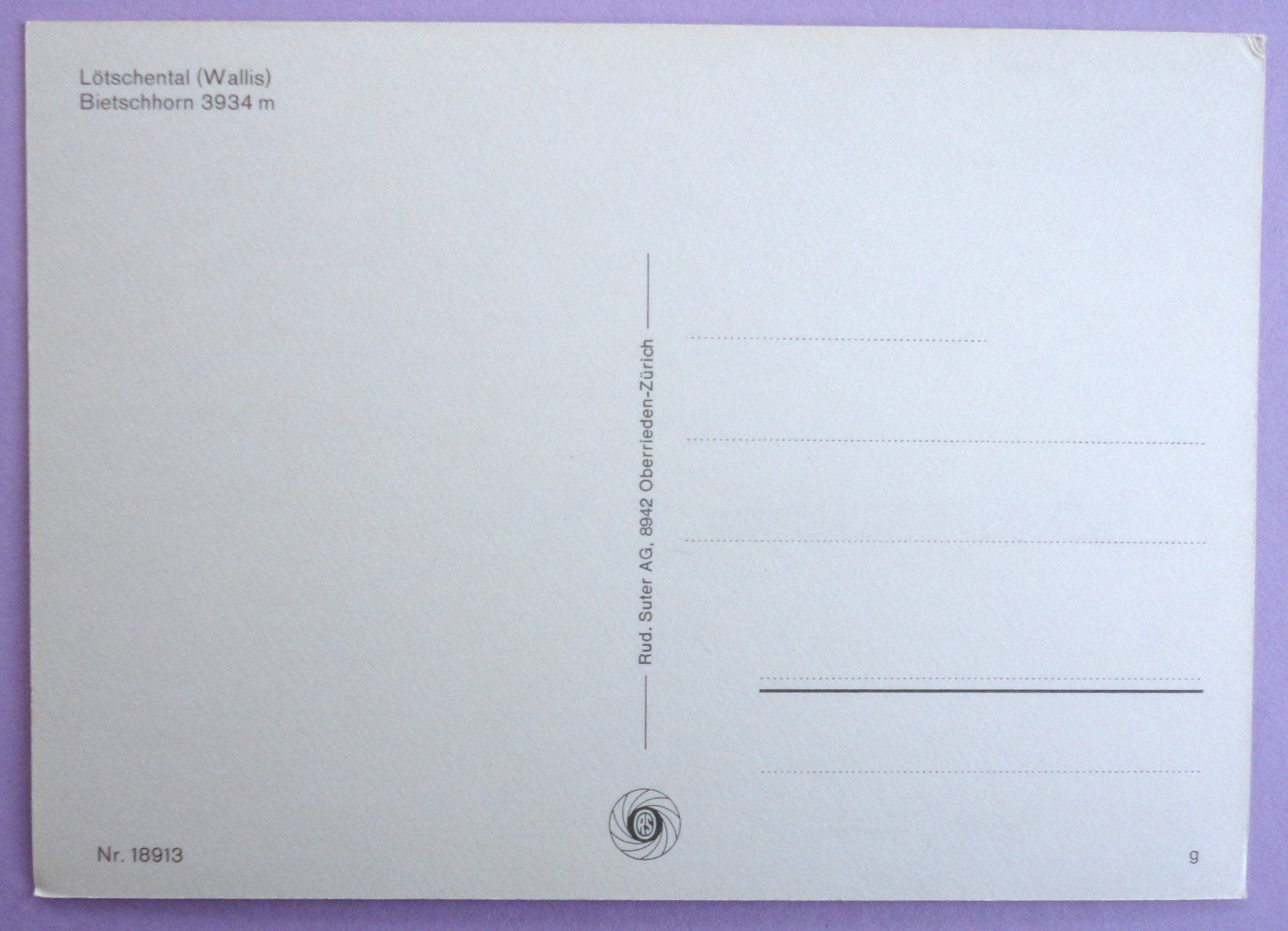 Cartoline postali: Lötschental, Bietschhorn 3934 m – Usato da Fétigny venduto da Billy2miny 1