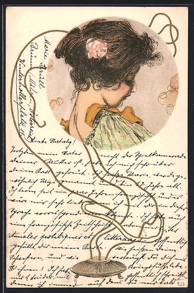 Cartoline postali: Raphael Kirchner unsign.: Hübsches Mäd – Usato da Berlin venduto da bartko-reher