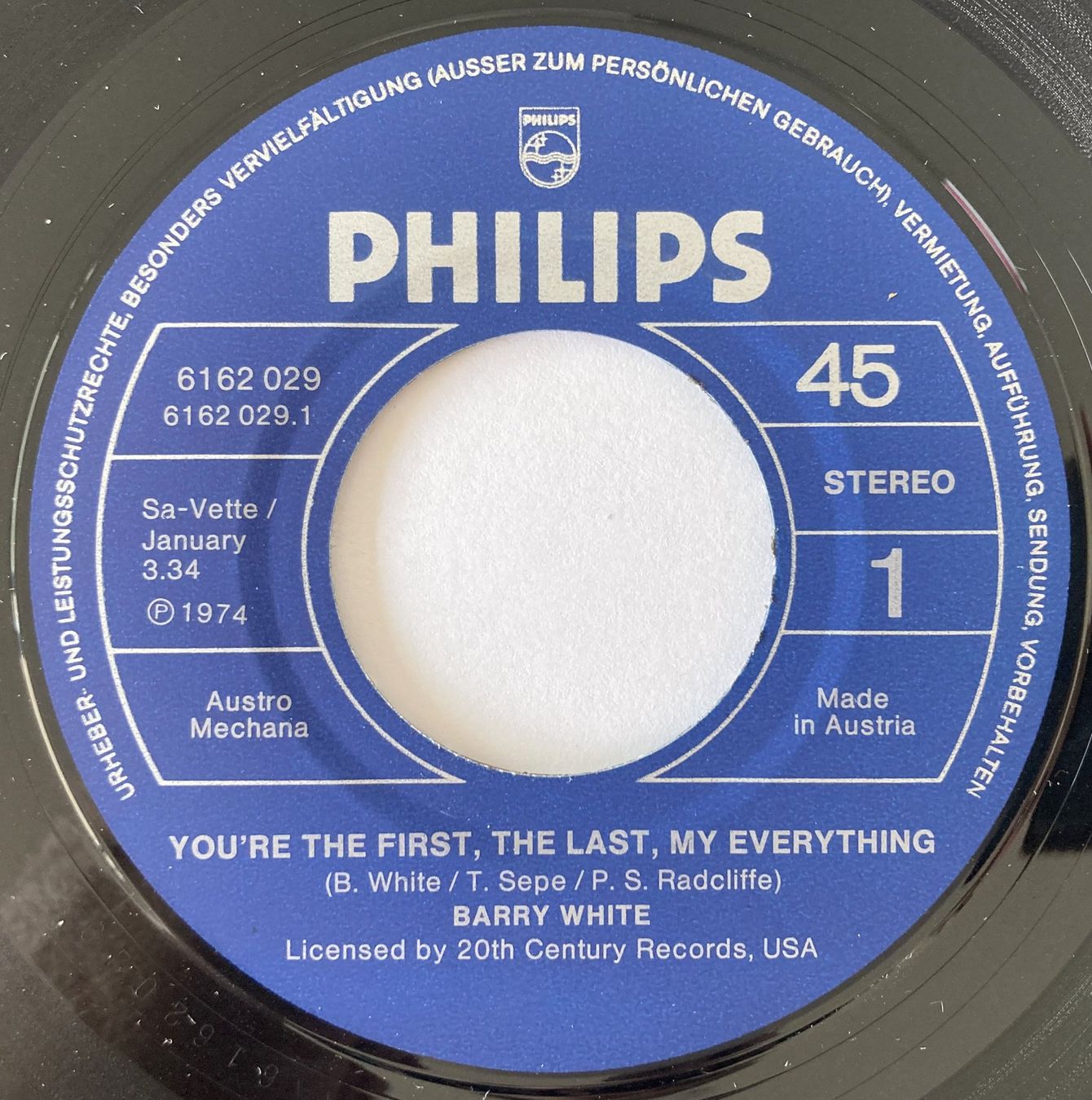 Schallplatten: BARRY WHITE - YOU'RE THE FIRST, THE LAST, MY EVERYTHING – Gebraucht aus Bottens von hotter-than-hell 2