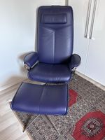 Sessel mit Hocker Leder Dunkelviollet Drehfuss Stressless
