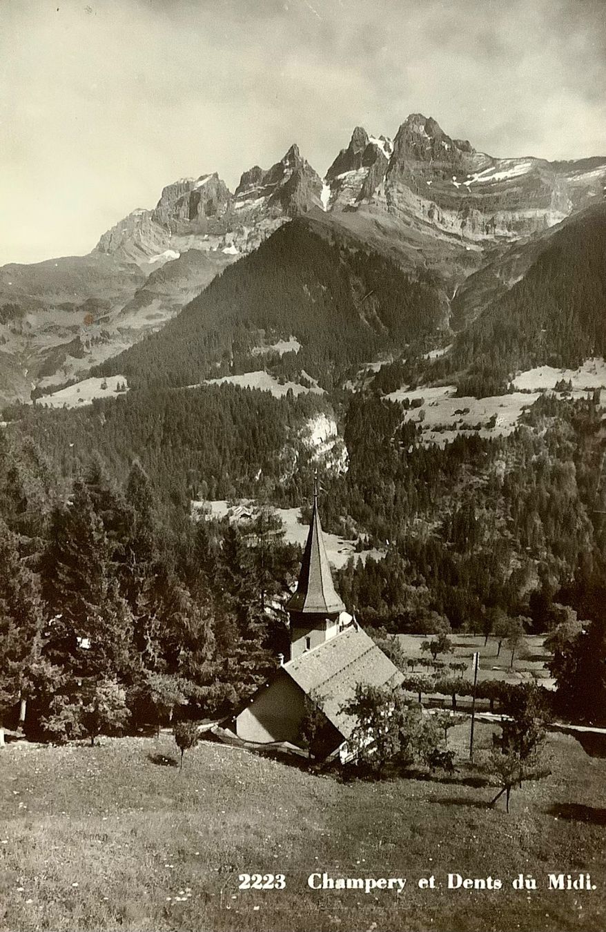 Ansichtskarten: CHAMPÉRY & Dents du Midi - Kirche – Gebraucht aus Root von ENGLAND-TREASURES 1