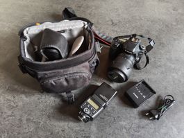 Canon EOS 80D Kit with lens, flash and tripod