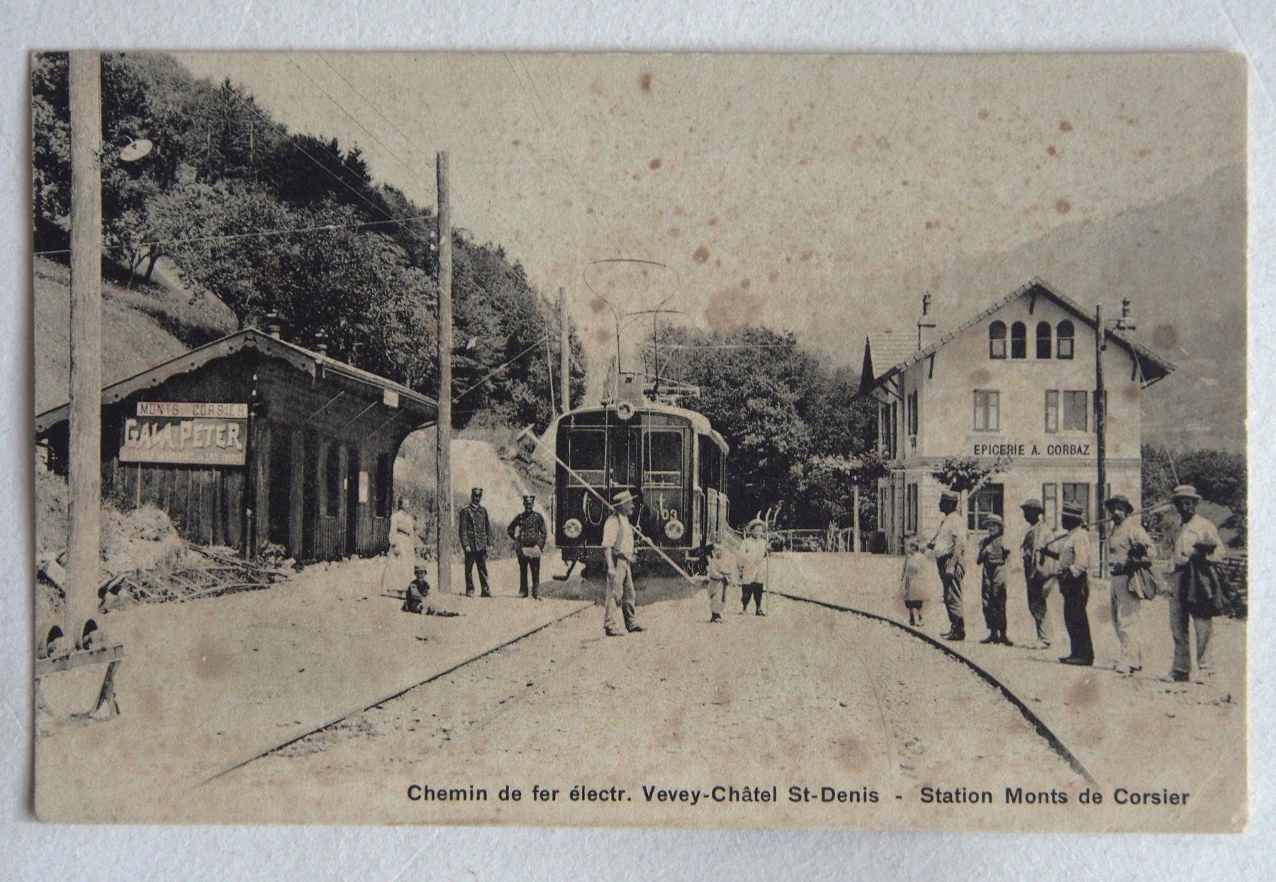 Cartoline postali: Ansichtskarte 1906 Bahn Linie der CEV stillgelegt Vevey 1906 – Usato da Felben-Wellhausen venduto da thurgo01