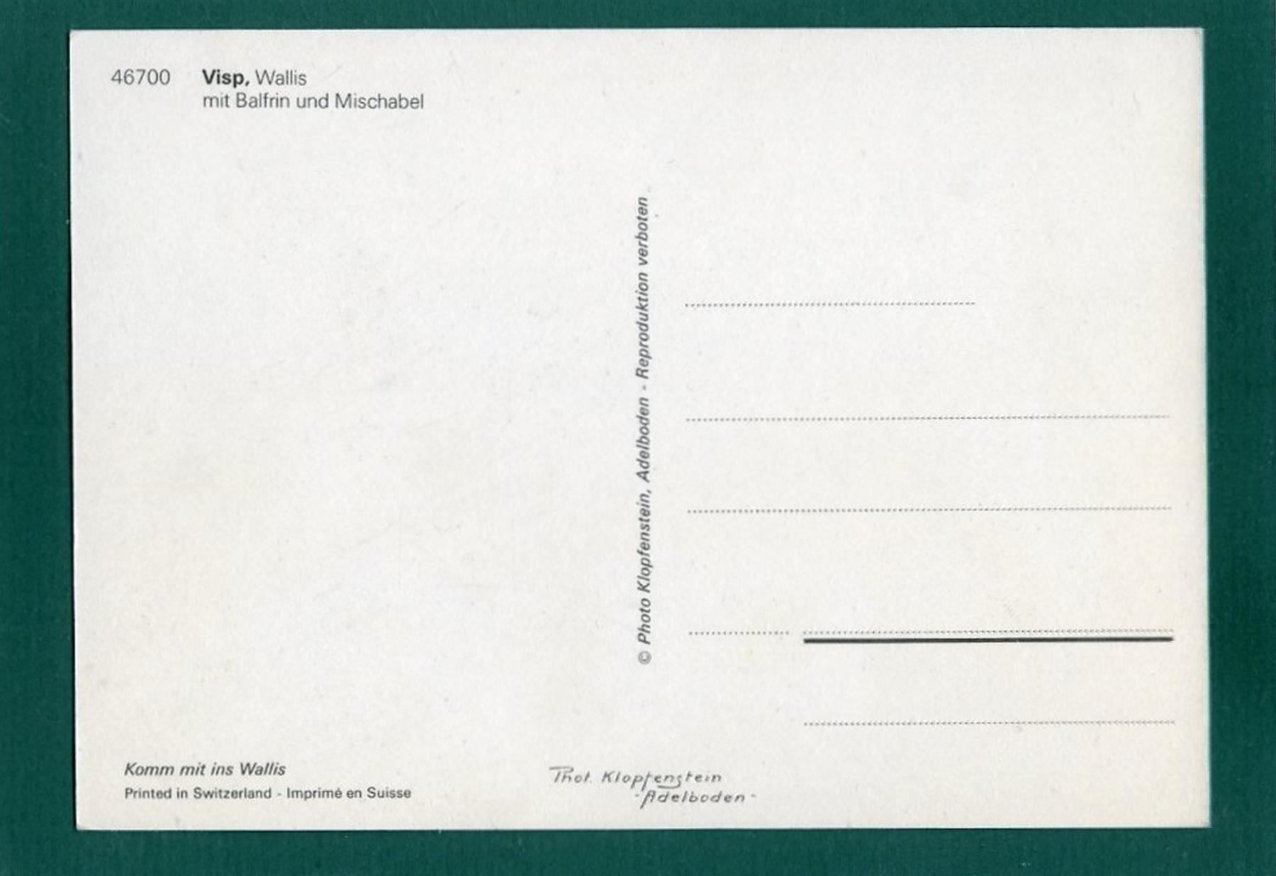 Cartoline postali: Visp, Kirchen, Balfrin, Mischabel, ungelaufen, Grossformat – Usato da Sargans venduto da Hausi1951 1
