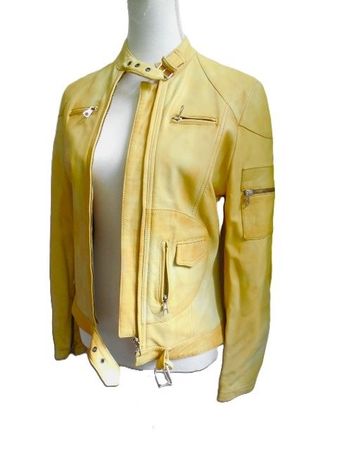 MAL WAS ANDERES: gelbe, weiche ECHTLEDER JACKE etwa Gr. 38