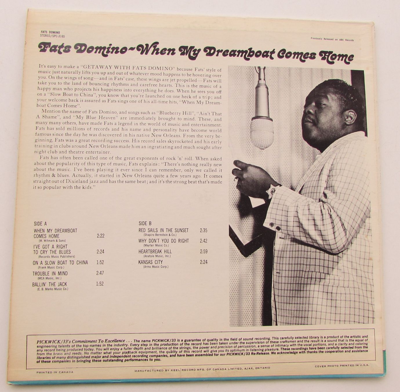 Schallplatten: Schallplatte Fats Domino – Gebraucht aus Aadorf von Olymp05 1