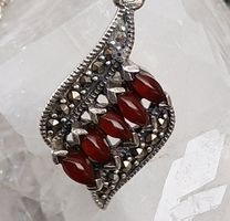 GRANAT MARKASITEN  ANHÄNGER 925 SILBER MIT KETTE