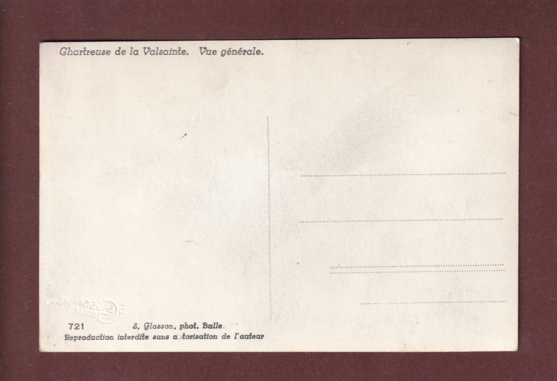 Ansichtskarten: Chartreuse de LA VALSAINTE – Gebraucht aus Pully von nicecards-shop 1