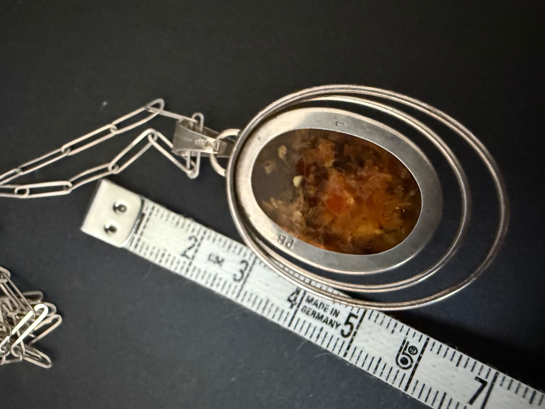 Catenine: Vintage Silber Kette mit Bernstein Anhänger 835 – Usato da Spiegel b. Bern venduto da Rogger72 5