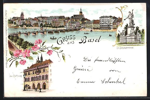 Cartoline postali: Litho Basel, Teilansicht, St. Jakobsdenk – Usato da Berlin venduto da bartko-reher