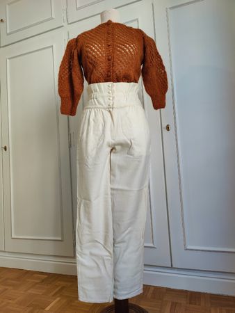 Vintage ultra high waisted cream wool trousers