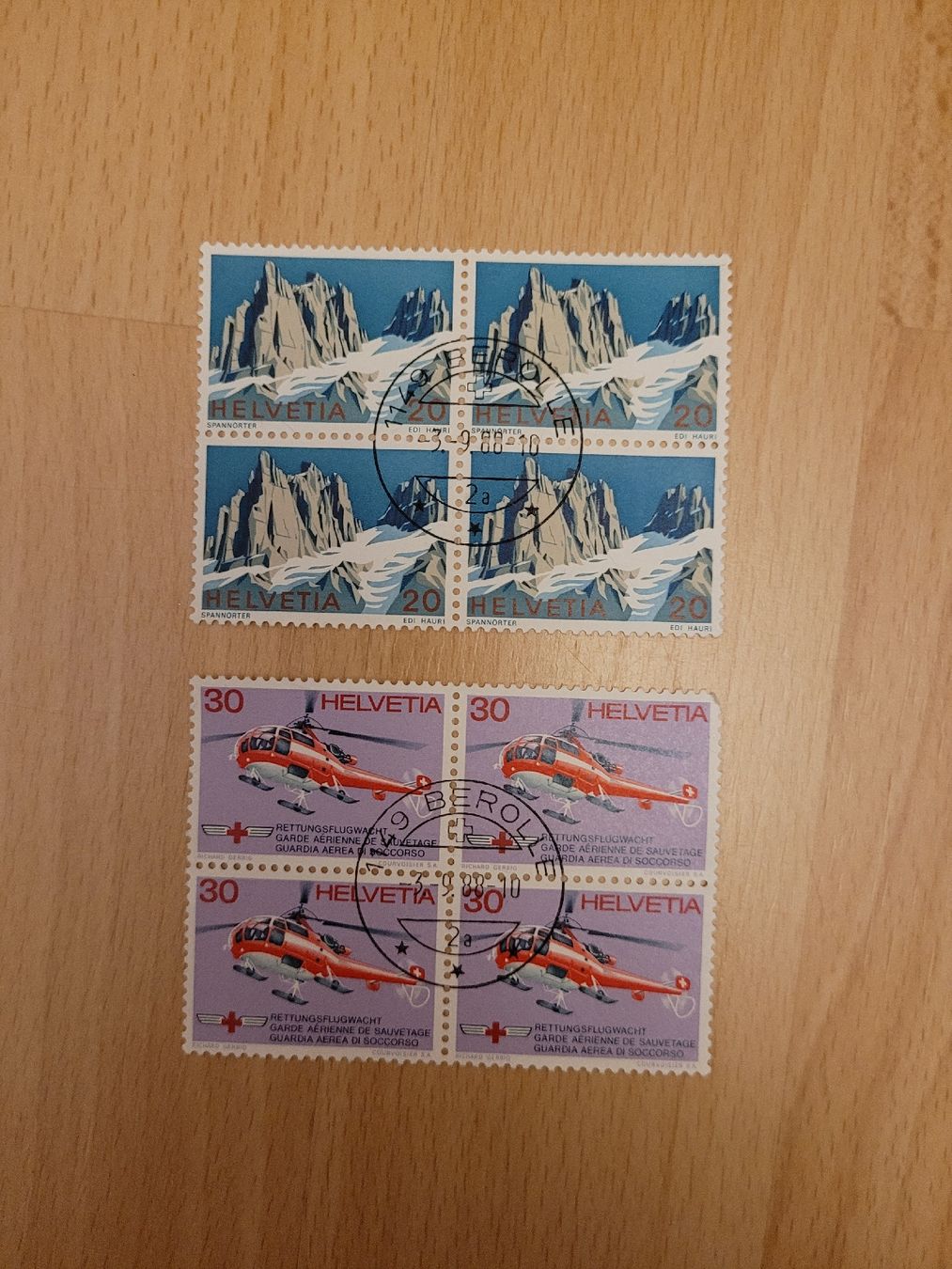 Alle Briefmarken: 4er Block Helvetia – Gebraucht aus Inwil von Flower2325