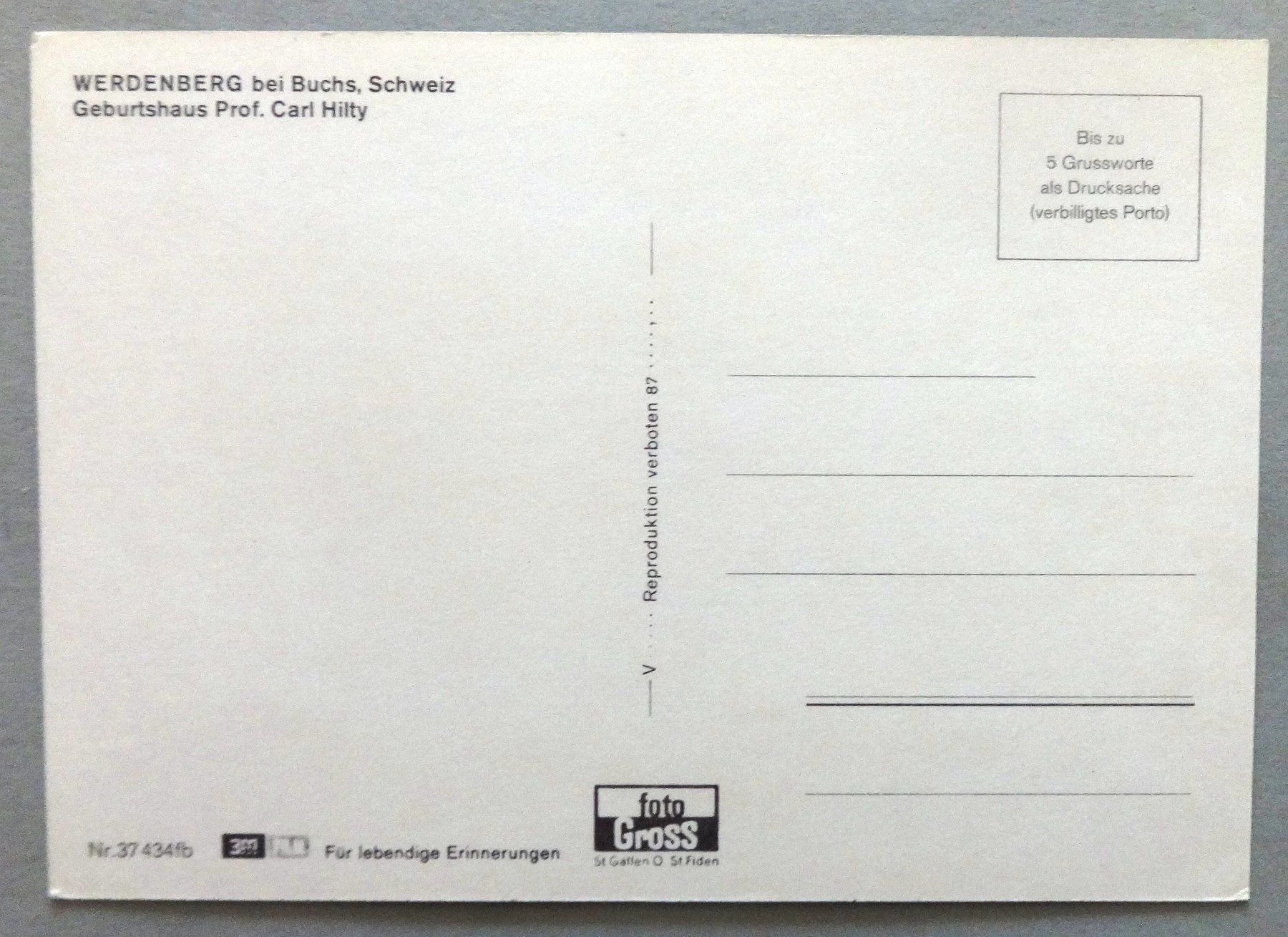 Cartoline postali: Werdenberg bei Buchs – Usato da Fétigny venduto da Billy2miny 1