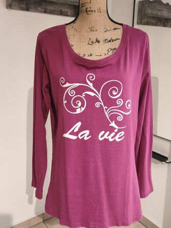 Langarmshirt Grösse L mit Aufdruck "La vie" von TRUE style