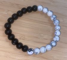 Perlenarmband Yin Yan, Ying Yang, Armband, weiss, schwarz