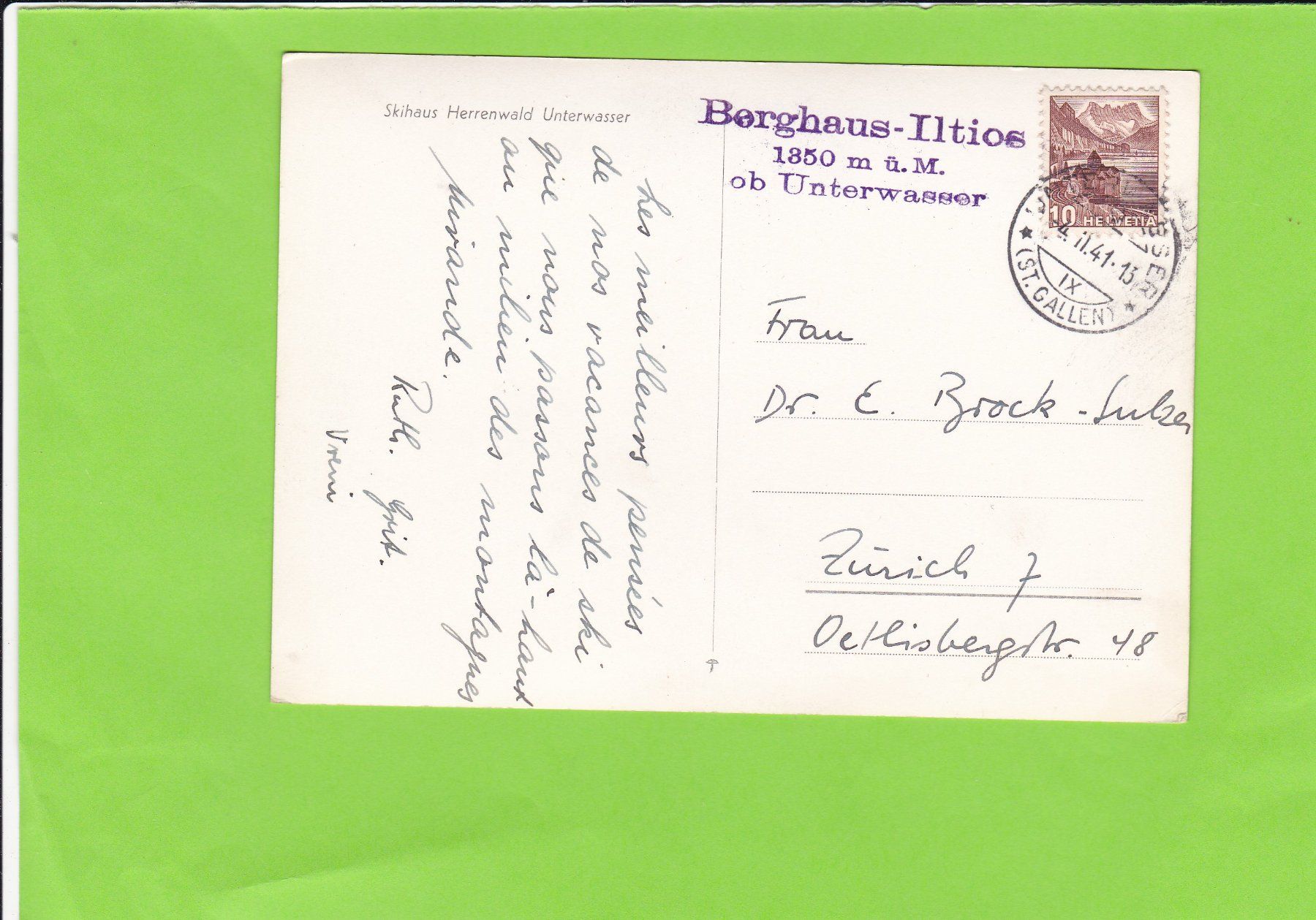 Cartoline postali: Skihaus Herrenwald, Unterwasser – Usato da St. Peterzell venduto da neckertal 1