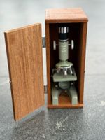 Fulgurex Zoom Mikroskop 50x-750x mit Holzkoffer, mintgrün