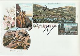 Gruss aus Goldau  - (AK Lithoansicht um 1900 im Form. A4)