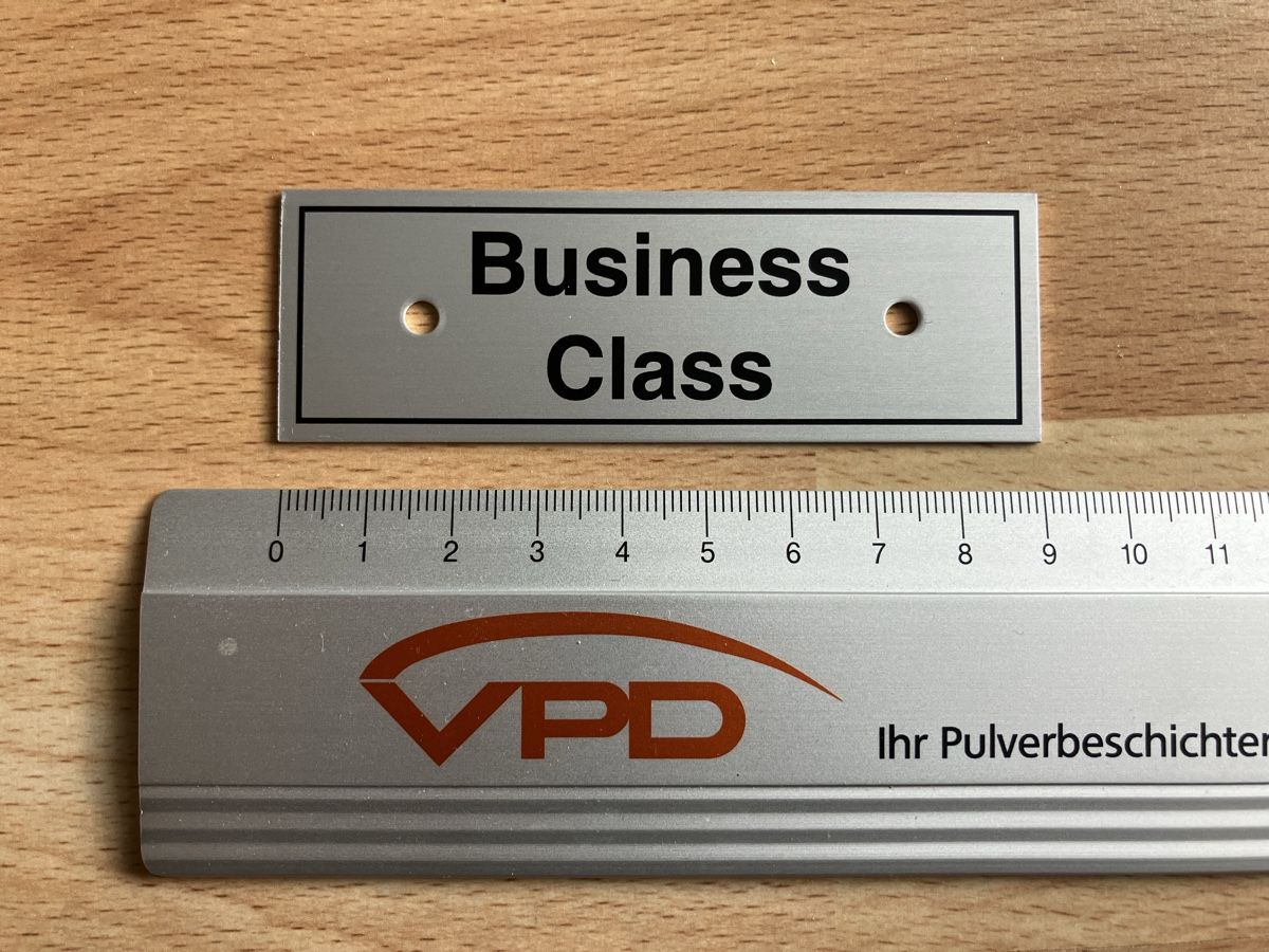 Insegne: Flugzeug Trolley Schild: Business Class Alu – Usato da Zürich venduto da Classic_Collection_Zurich