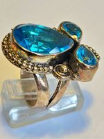 Silberschmuck Ring mit blauen Steinen Grösse 54