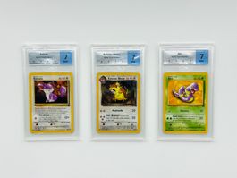 Lot de 3 cartes Pokémon | Team Rocket | MTG Grade 7 NM - FR
