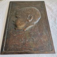 Bronzetafel "Werner" von 1922, schöne Patina, Rarität!