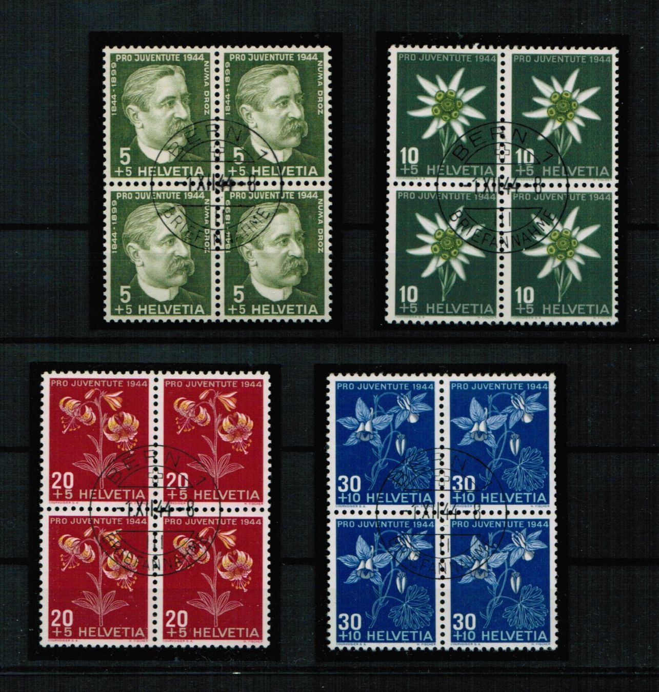 Tutti i francobolli: Pro Juv. VB Satz 1944 - alle ET Bern1 – Usato da Bern venduto da peri02