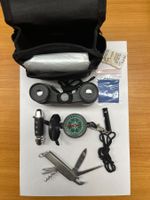 Feldstecher, Kompass, LED-Lampe, Taschenmesser Reise-Kit