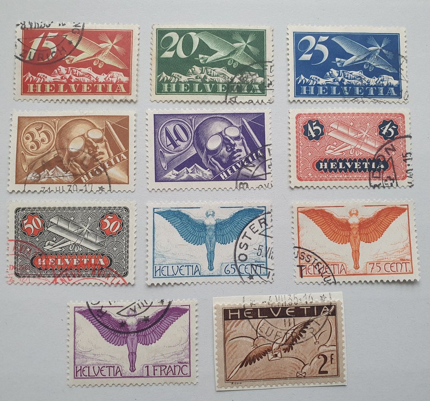 Alle Briefmarken: F3-F13 Flugpost Kat. 710.- – Gebraucht aus Balgach von SIMEON27 1