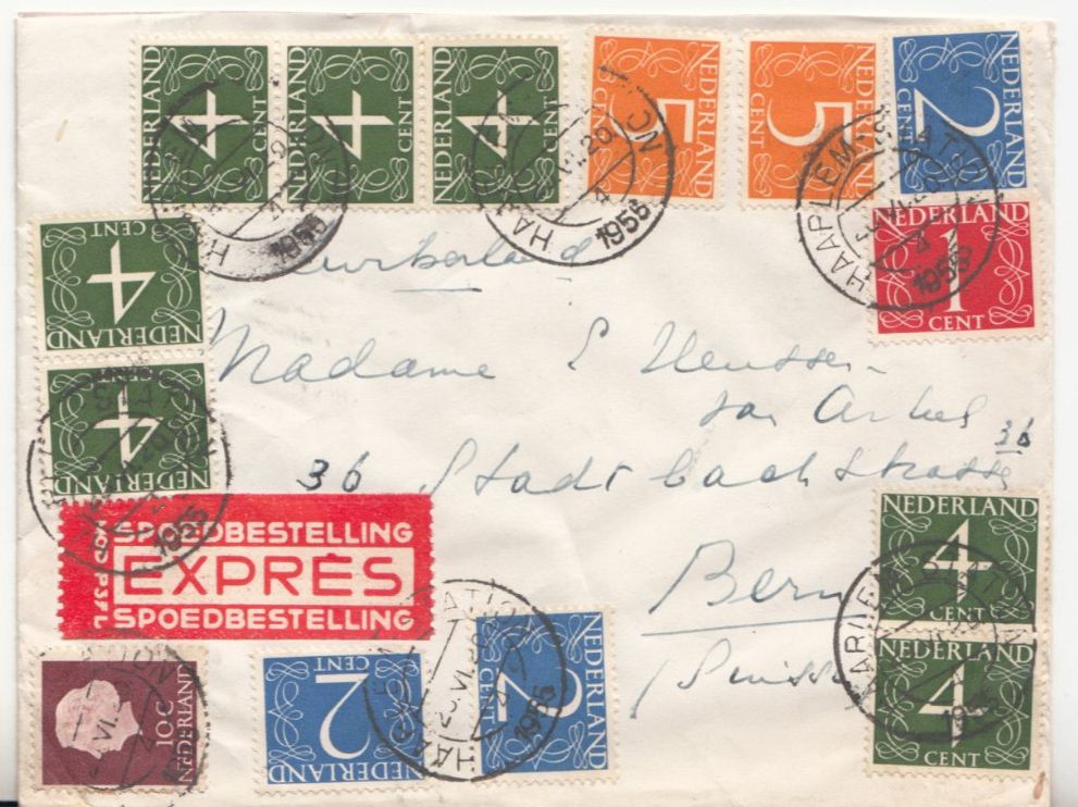 Tutti i francobolli: NL Harlem - Bern Express 1955 – Usato da Bürglen TG venduto da StampGraf